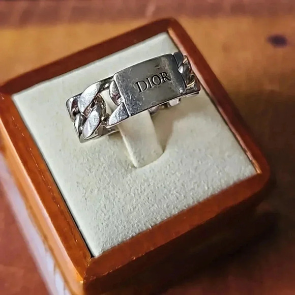 Christian Dior CD Logo Sterling Silver Silver Ring Size 9.5 - Picture 2 of 4
